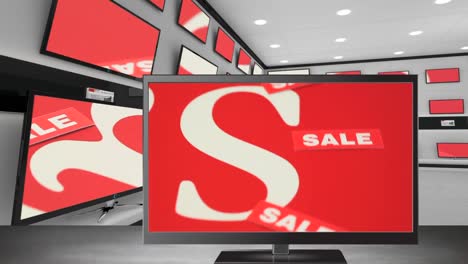 Flat-screen-television-with-sale-label-on-its-screen