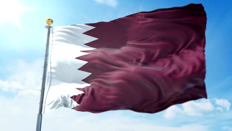 qatar flag seamless looping 3d rendering video. beautiful textile cloth fabric loop waving