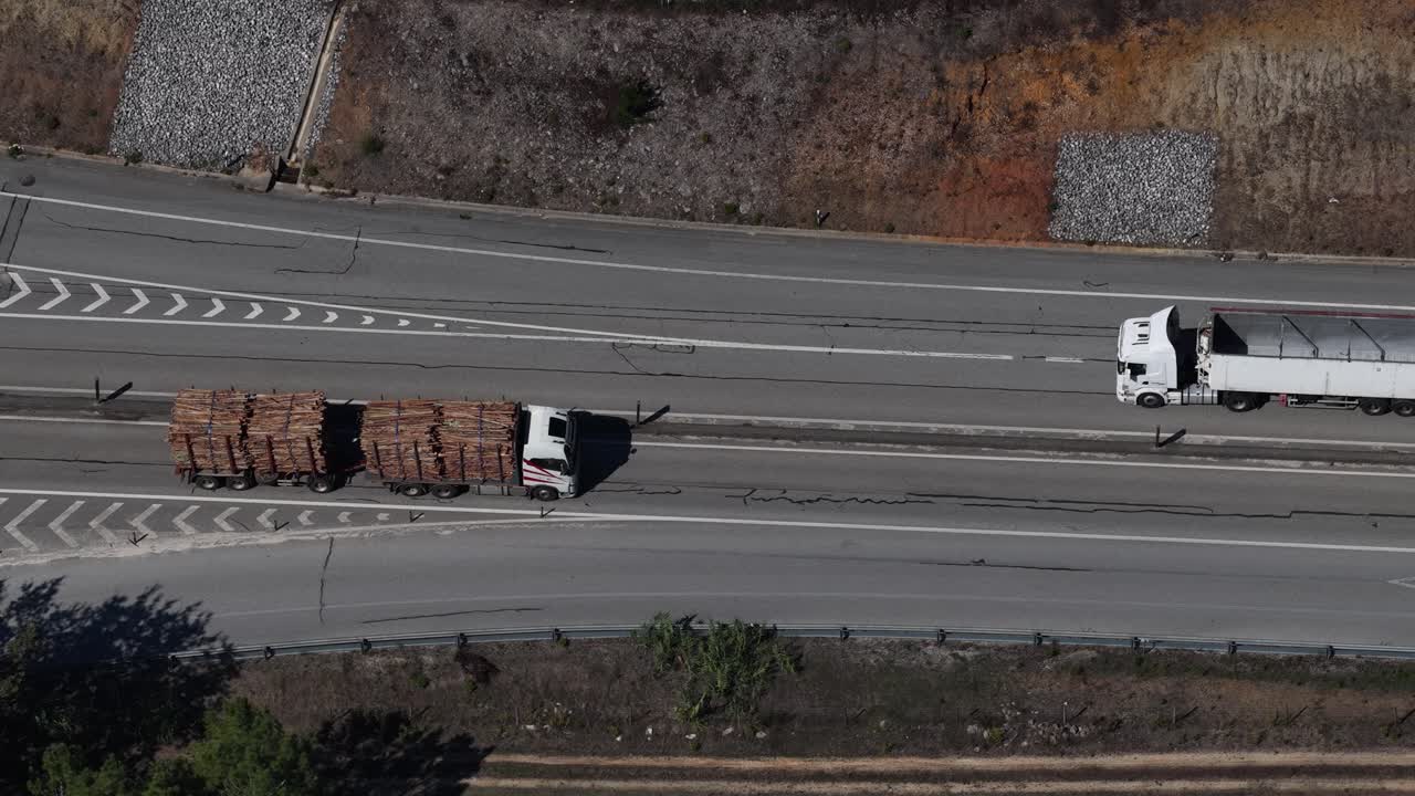 Truck loaded with eucalyptus trees wood for processing