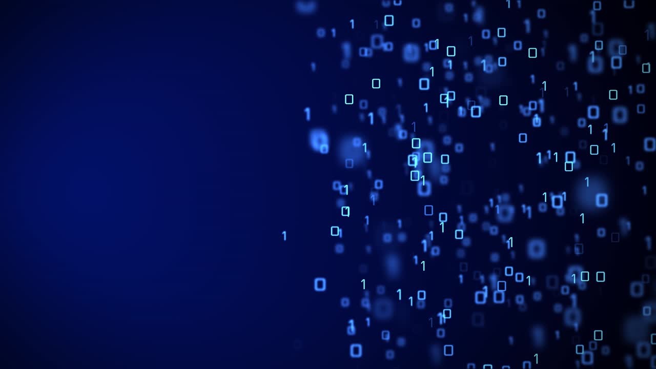4k technology digital data code number loop background animation data rendering of a scientific