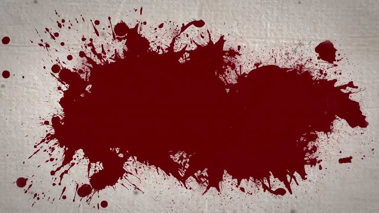 animación de la mancha de sangre que aparece sobre un fondo beige
