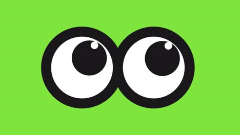 ojos de estilo de dibujos animados, mirando en varias direcciones en una pantalla verde
