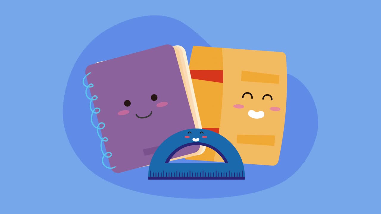 귀여운 카와이 책과 프로트랙터