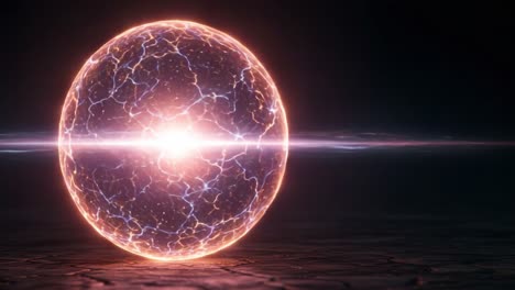 A mesmerizing glowing sphere radiating brilliant energy, exhibiting dynamic electric hues and intricate patterns, representing a captivating fusion of science and artistry in motion