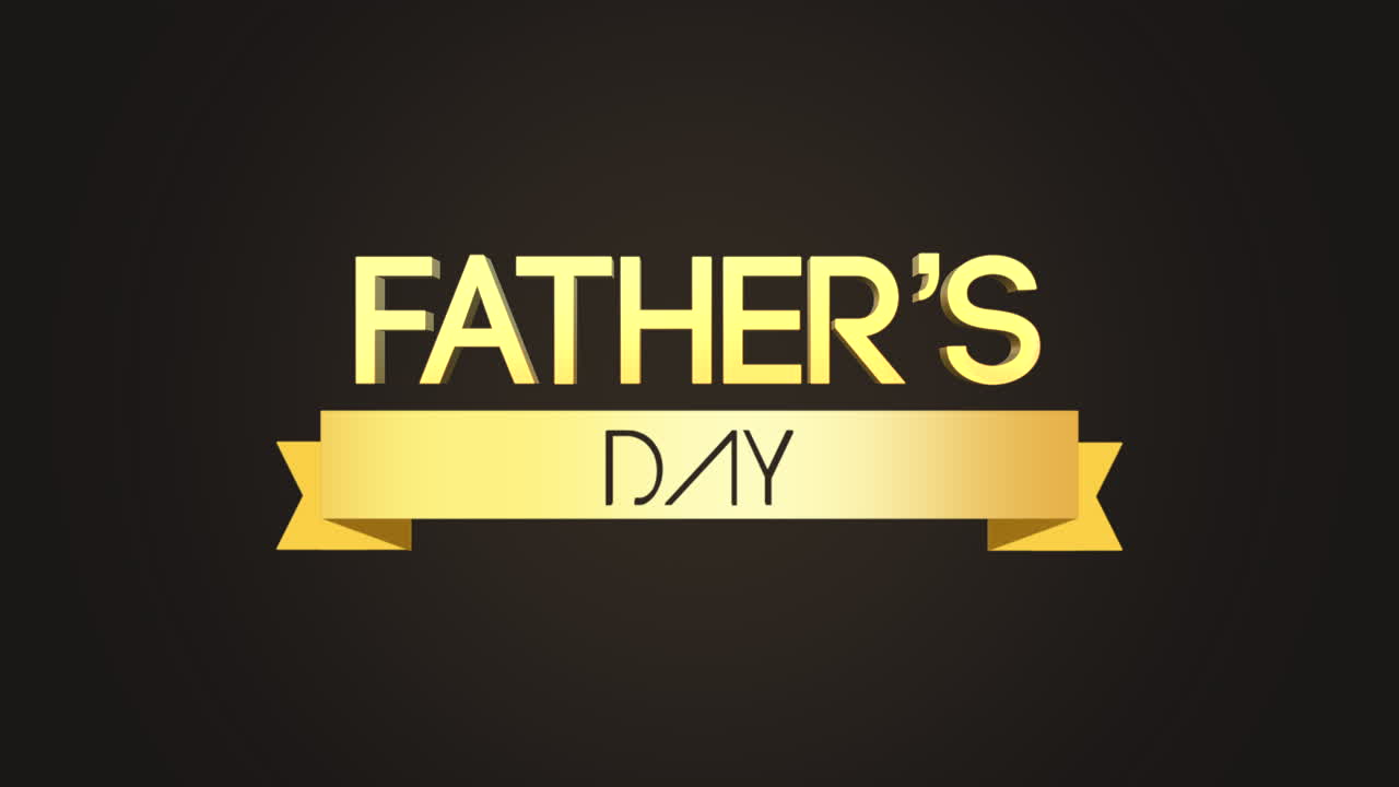 Modern Fathers Day text with ribbon on fashion black gradient