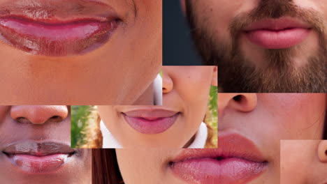 sonrisa, dientes y labios collage con la gente