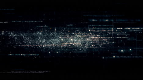 futuristic data matrix, telemetry and encrypt numbers simulation display for head up display in cyber space abstract de-focus environment background