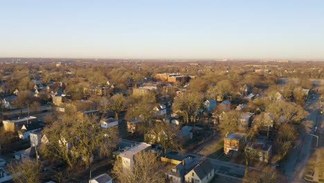 aerial view of south side chicago neighborhood in spring