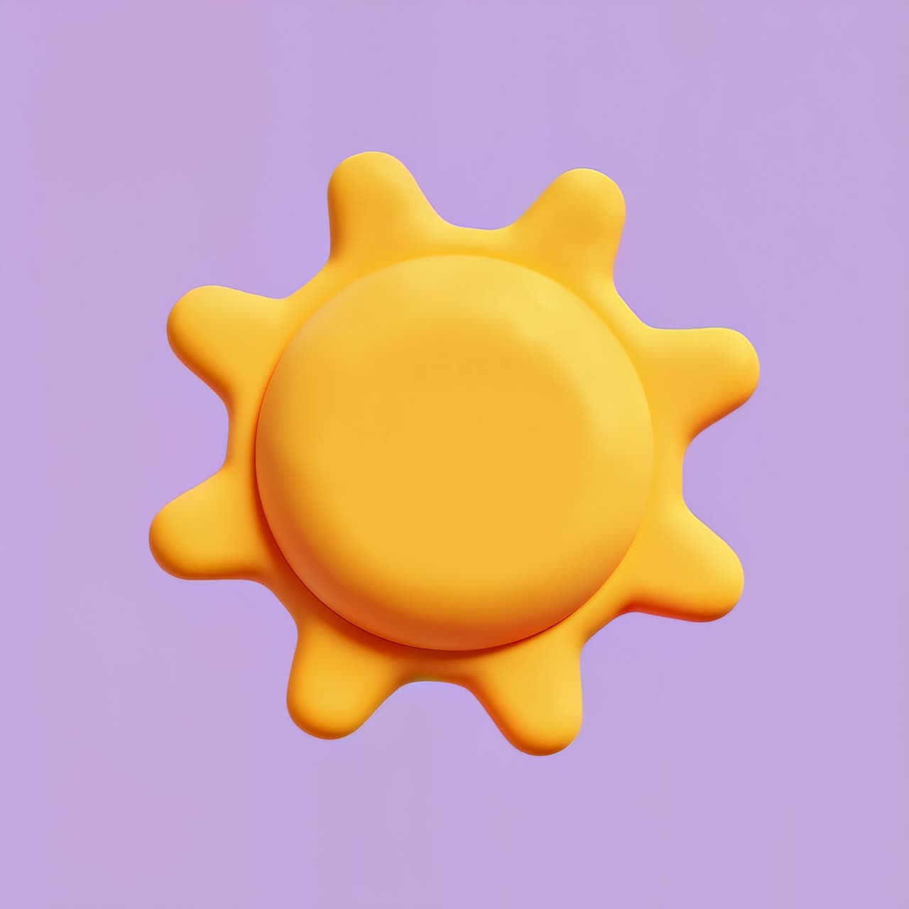 Stylized Yellow Sun Icon on Purple Background