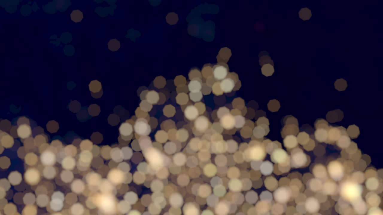 Twinkling Bokeh Lower Gold Lights Blue Background Glitter Effect Loop