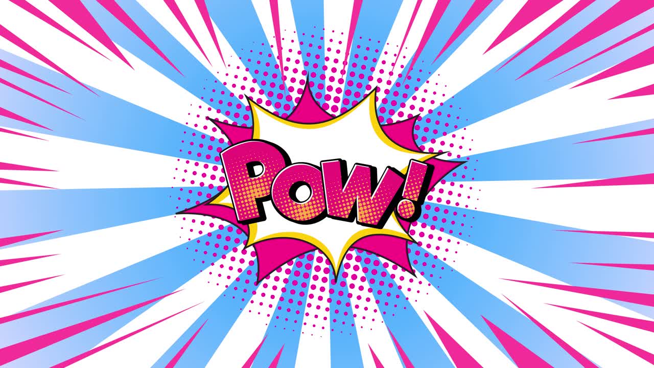 una explosión de arte pop colorido con el texto "pow!"