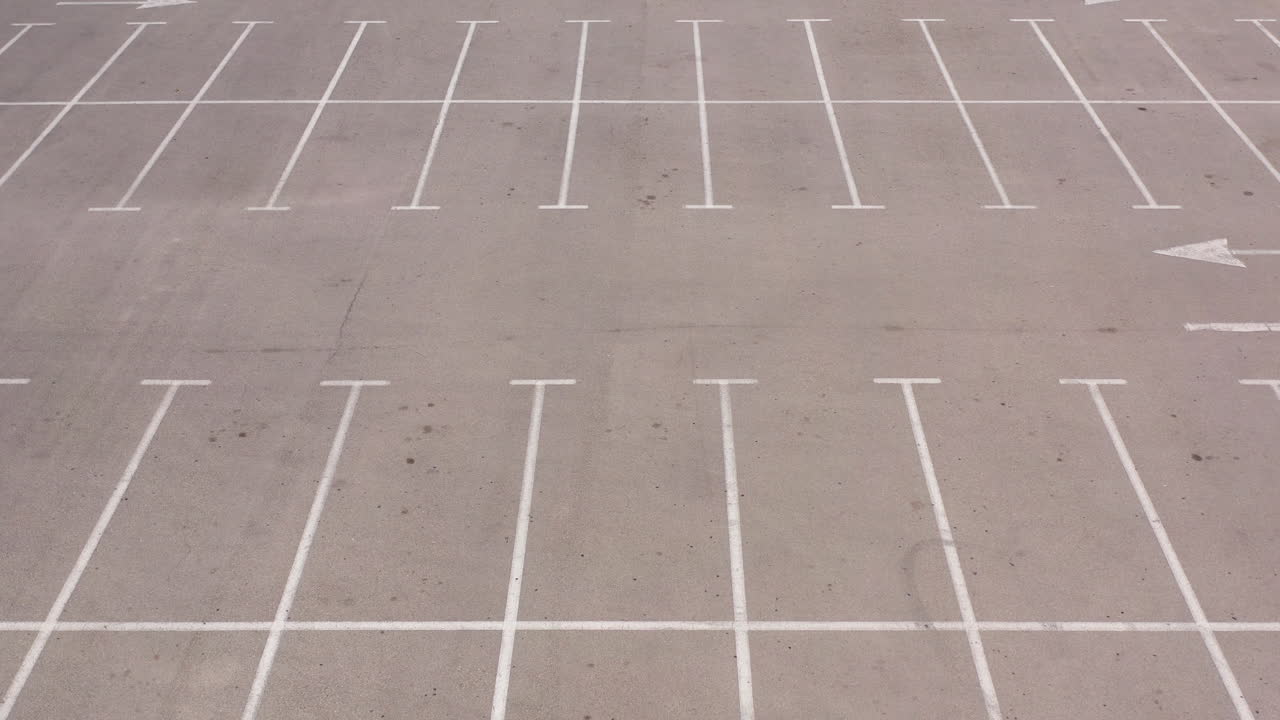 Aerial Drone footage over Empty Parkin lot
