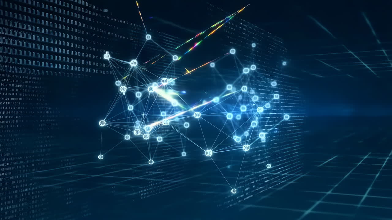 Abstract Digital Network with Binary Code Background