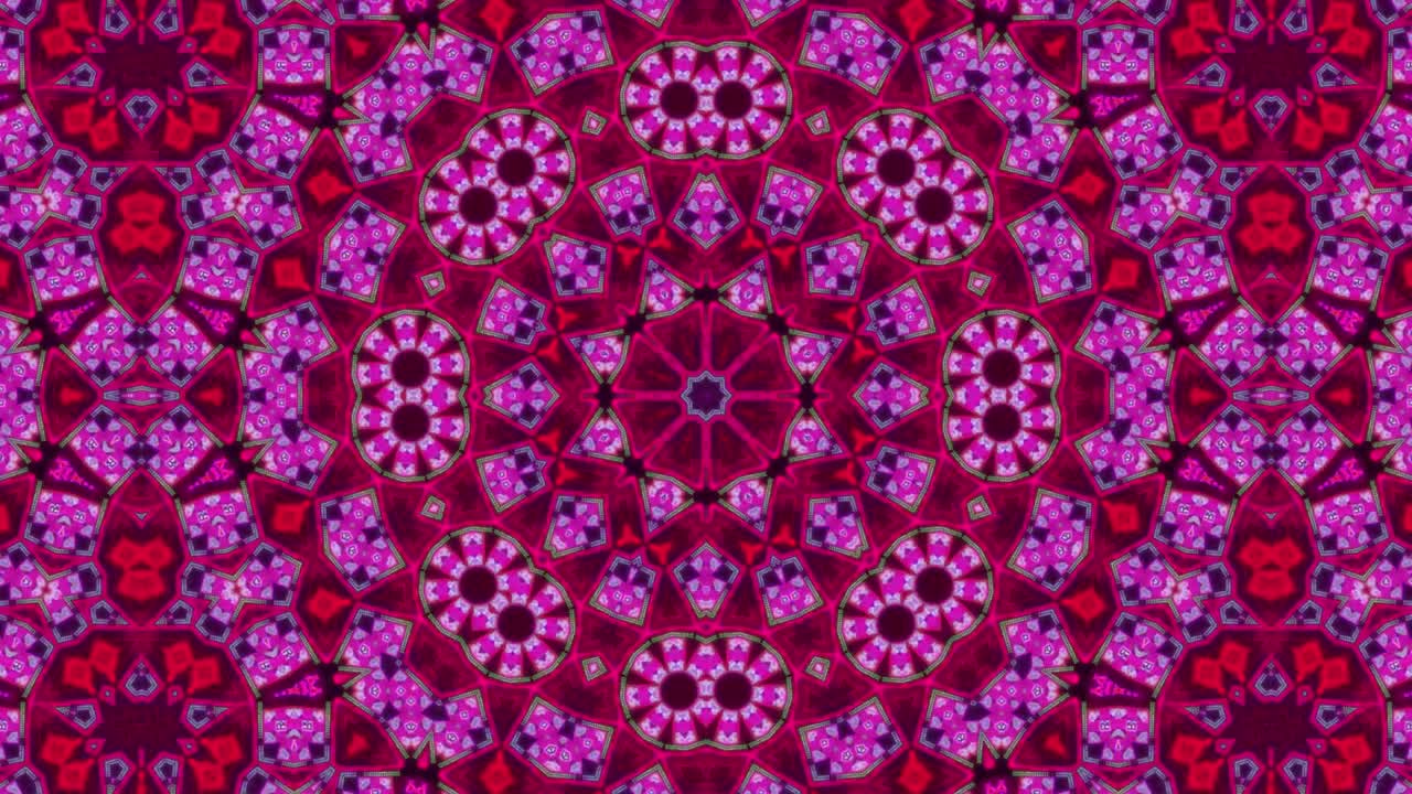 Abstract Fractal kaleidoscope in bright colors. Seamless loop illusion 3D animation.