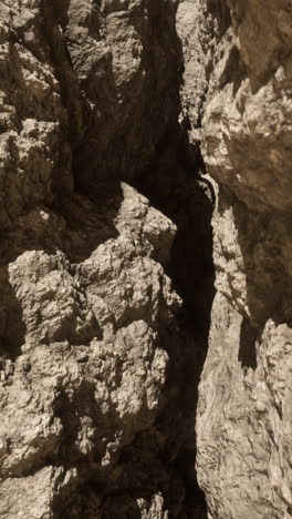 close-up of rough rock formation in a canyon