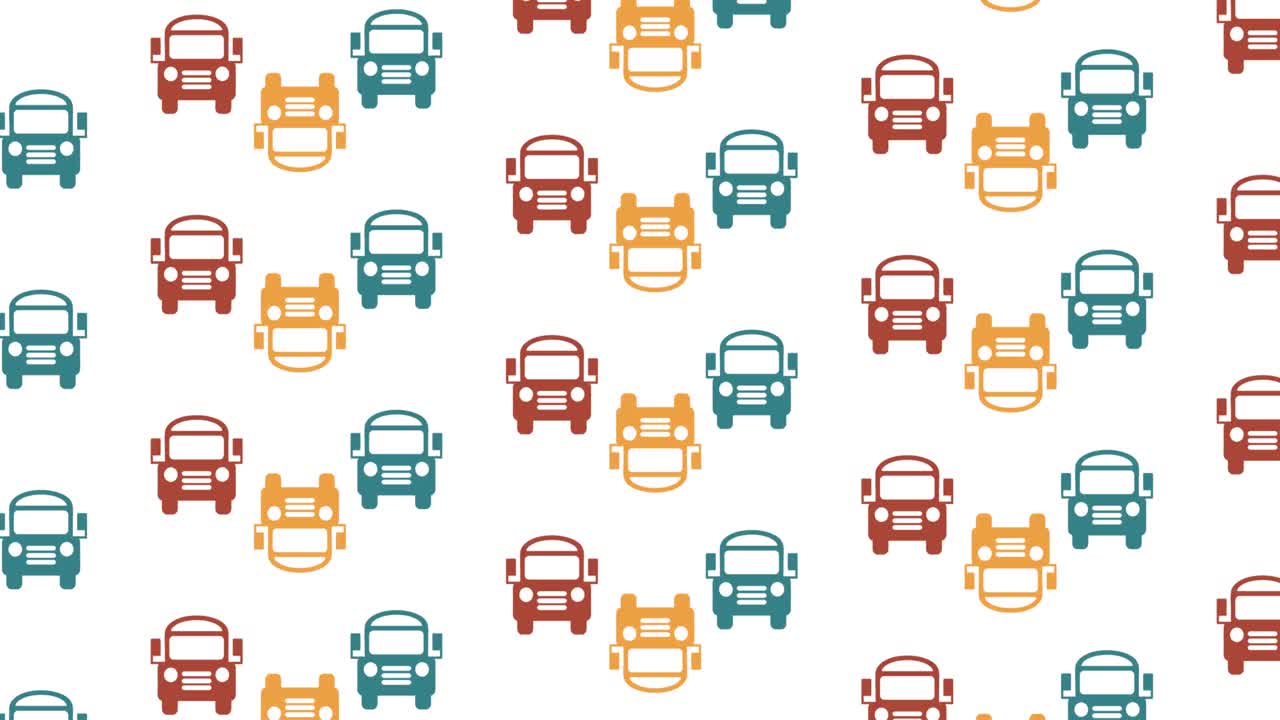 ⁇ 색 배경 에 움직이는 학교 버스 아이콘 의 애니메이션