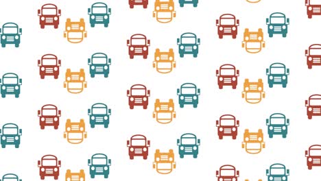 Animation-of-school-bus-icons-moving-on-white-background