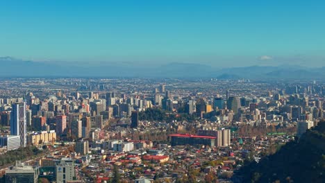 aerial sahot of the various different districts of santiago, chile