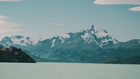 Glacier-View-From-Argentino-Lake,-Patagonia-Landscape,-Argentina---POV