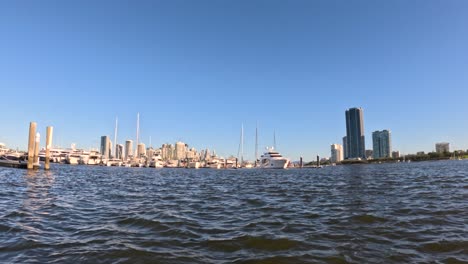 panoramic view of gold coast skyline and water
