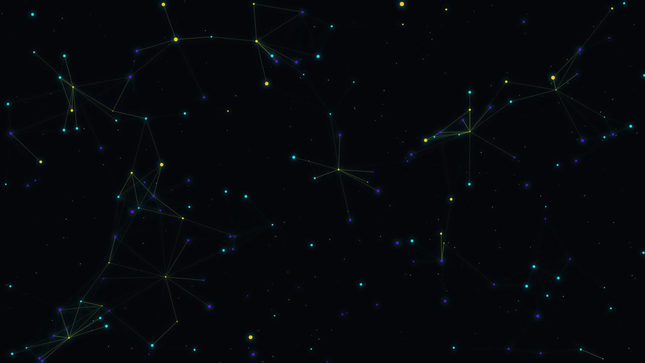 Abstract Digital Network Connection with Glowing Particles