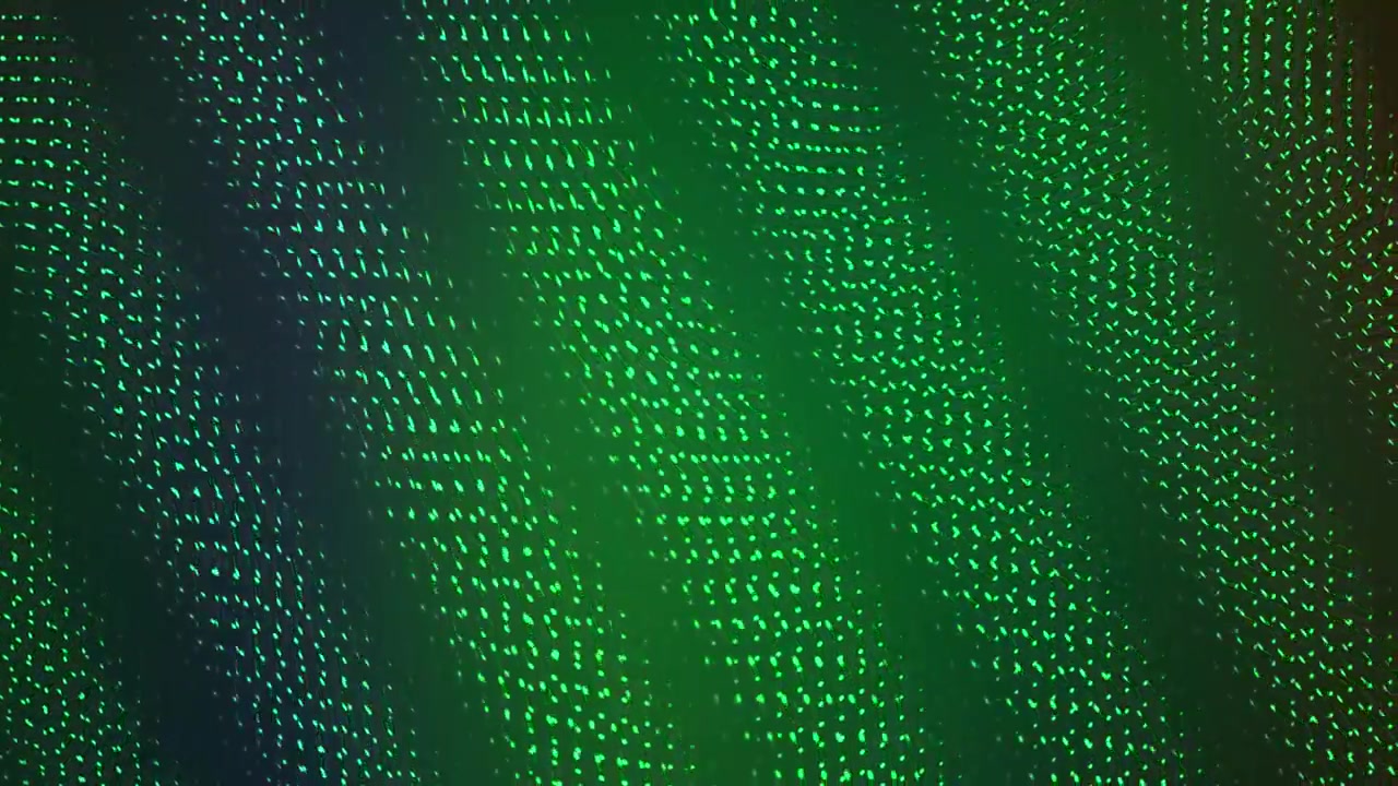 Dynamic Abstract Background of Waving Green Glowing Dots