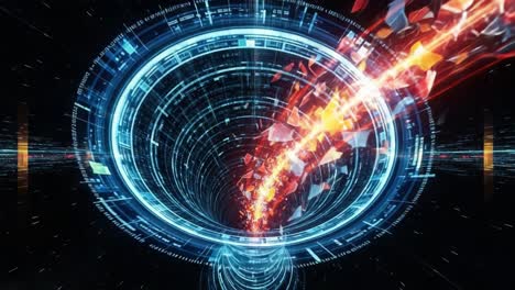 a stunning visualization of a digital vortex: exploring the dynamic forces and energy flow in a hypothetical cosmic portal through advanced graphics and design