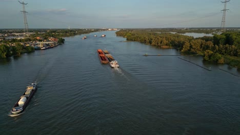 Ships-Passing-On-Beneden-Merwede-In-Sliedrecht