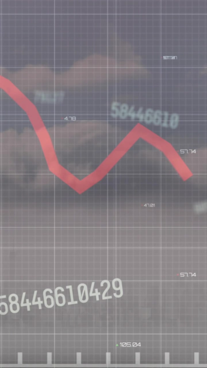 Animazione di elaborazione dati finanziari su nuvole
