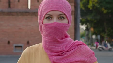 woman in pink hijab