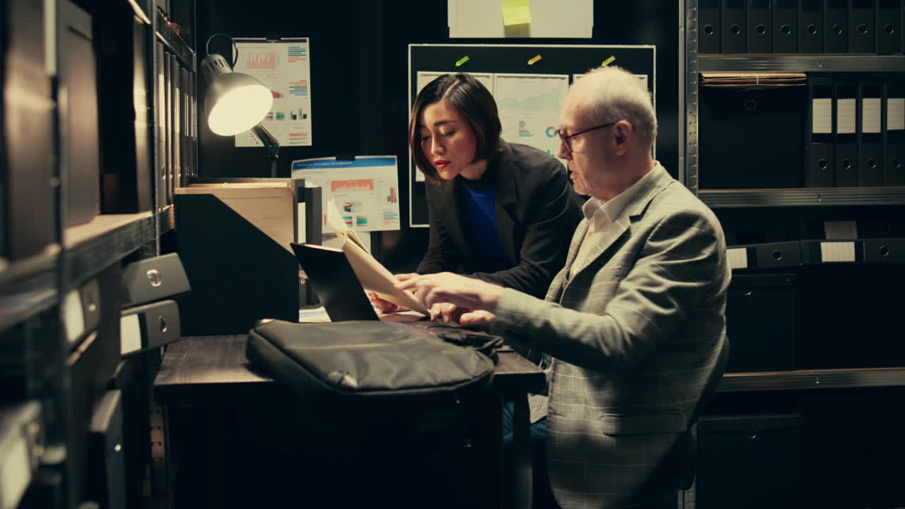 los miembros del equipo cruzan los datos de referencia para localizar a un posible sospechoso.