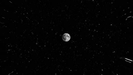punto de vista volando hacia la luna