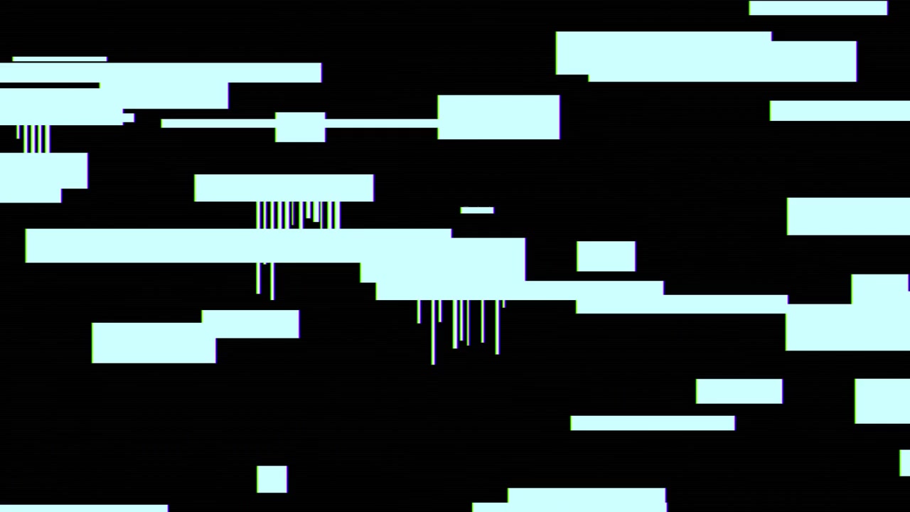 Efecto glitch digital con formas rectangulares parpadeantes