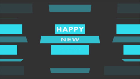 feliz año nuevo con patrón de rayas azules en gradiente negro
