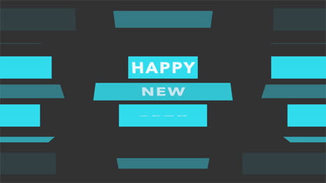 happy new year with blue stripes pattern on black gradient