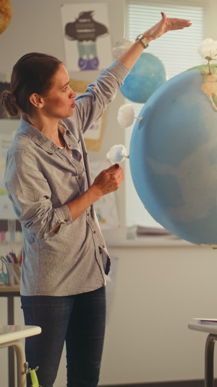 STEM Class on Renewable Energy Female Teacher Explaining Energy Resources to Elementary School