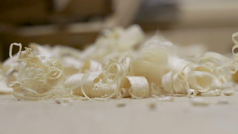 close-up of wood shavings from woodworking