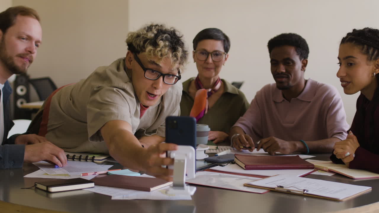 Diverse Team Engaged in Online Business Meeting