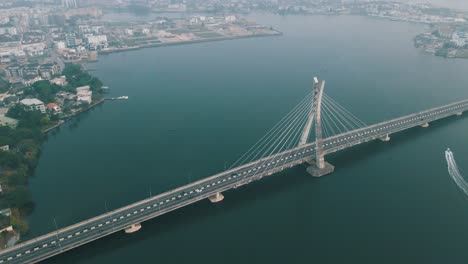 aerial shots of lekki ikoyi link bridge, lagos