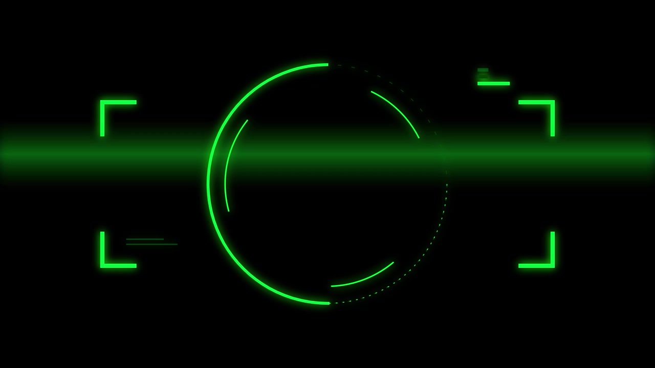 Green Digital HUD Interface With Scanning Circle Animation