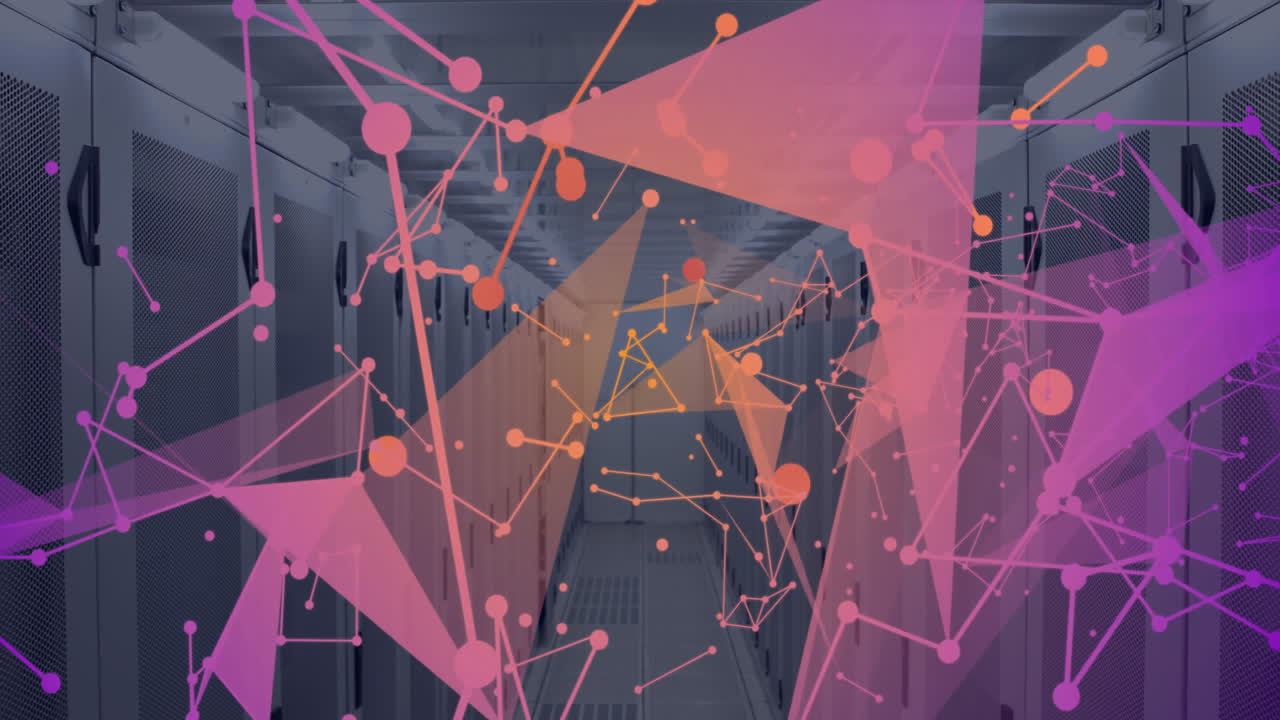 컴퓨터 서버를 통해 연결 네트워크의 애니메이션과 디지털 데이터 처리를