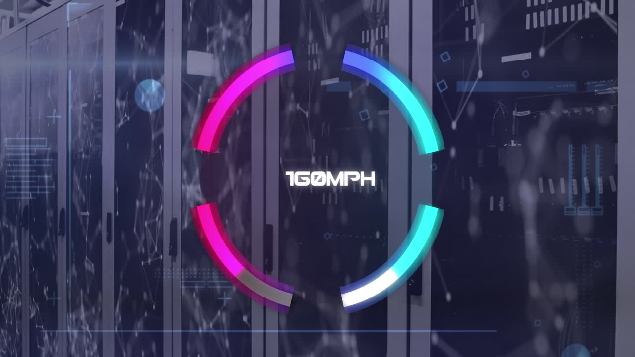 animación del procesamiento de datos de velocidad de internet a través de servidores informáticos.