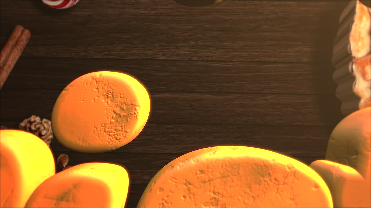 사탕과 크리스마스 파이 1이 있는 메리 크리스마스 텍스트