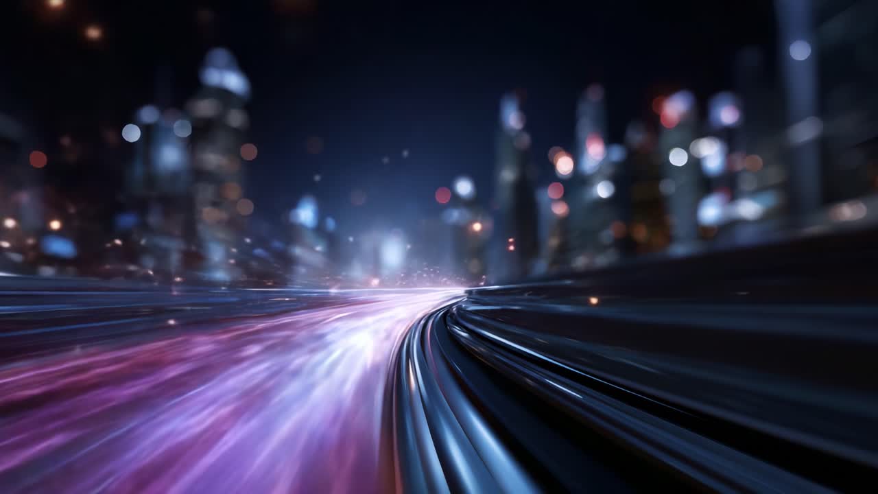 Scie di luce dinamiche: uno straordinario viaggio attraverso paesaggi notturni urbani illuminati da colori vivaci e effetto mosso, che cattura l'essenza della vita moderna in città