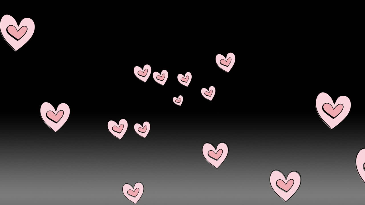 검은색 배경에 움직이는 분홍색 심장의 애니메이션