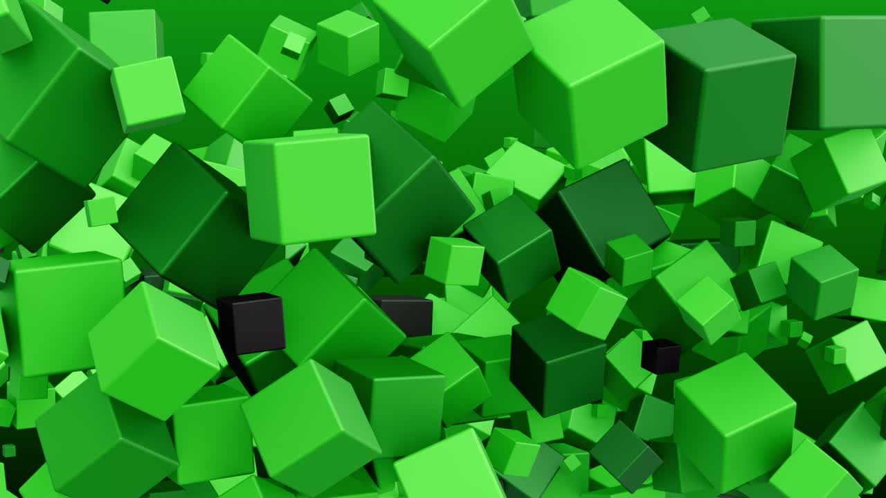animación moderna de cubos grises y verdes pulidos en un movimiento ondulado