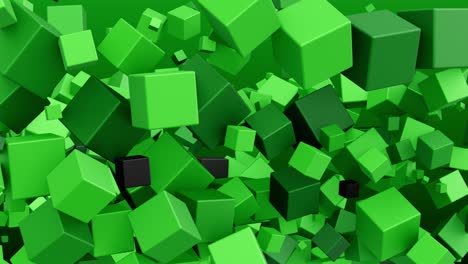 modern animation of dull polished green and grey cubes in a wavy motion