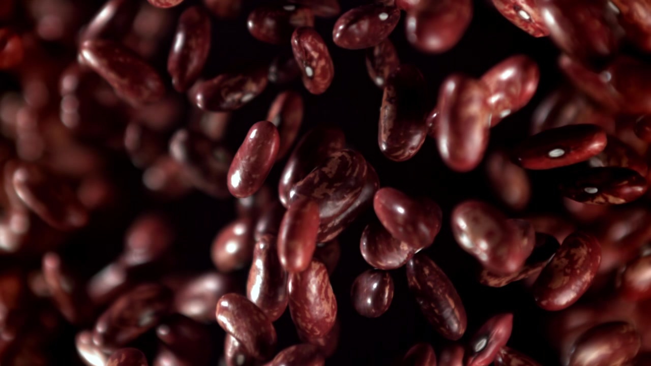 Red Kidney Beans Falling in Slow Motion