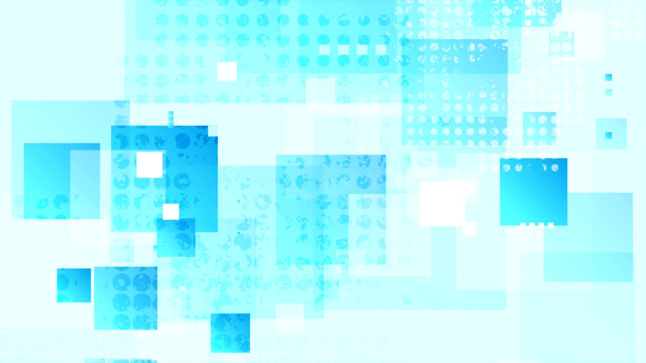 Bright blue geometric motion background with squares