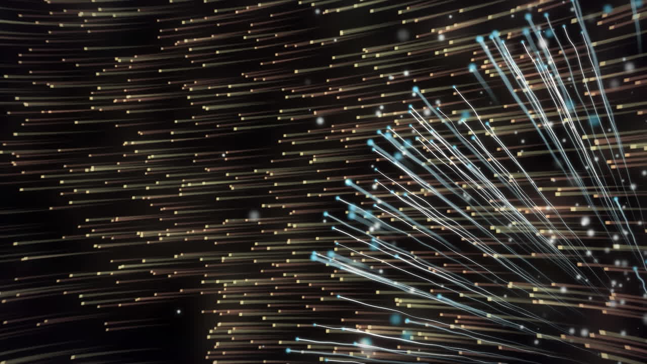 Animation of shooting stars and white firework on black background